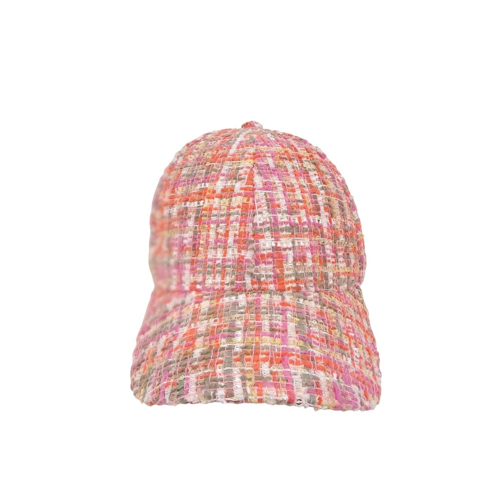 Taylor Elliott Annie Woven Baseball Cap Pink Orange Sequin Metallic Sparkle